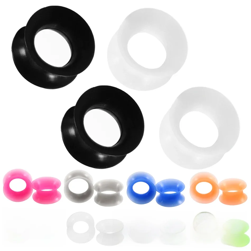 2 szt. Silikonowe zatyczki do uszu i tunele elastyczne podwójne rozszerzane rozszerzenia uszu Earlets Piercing Gauge Expander nosze seksowne kobiety — zdjęcie 2