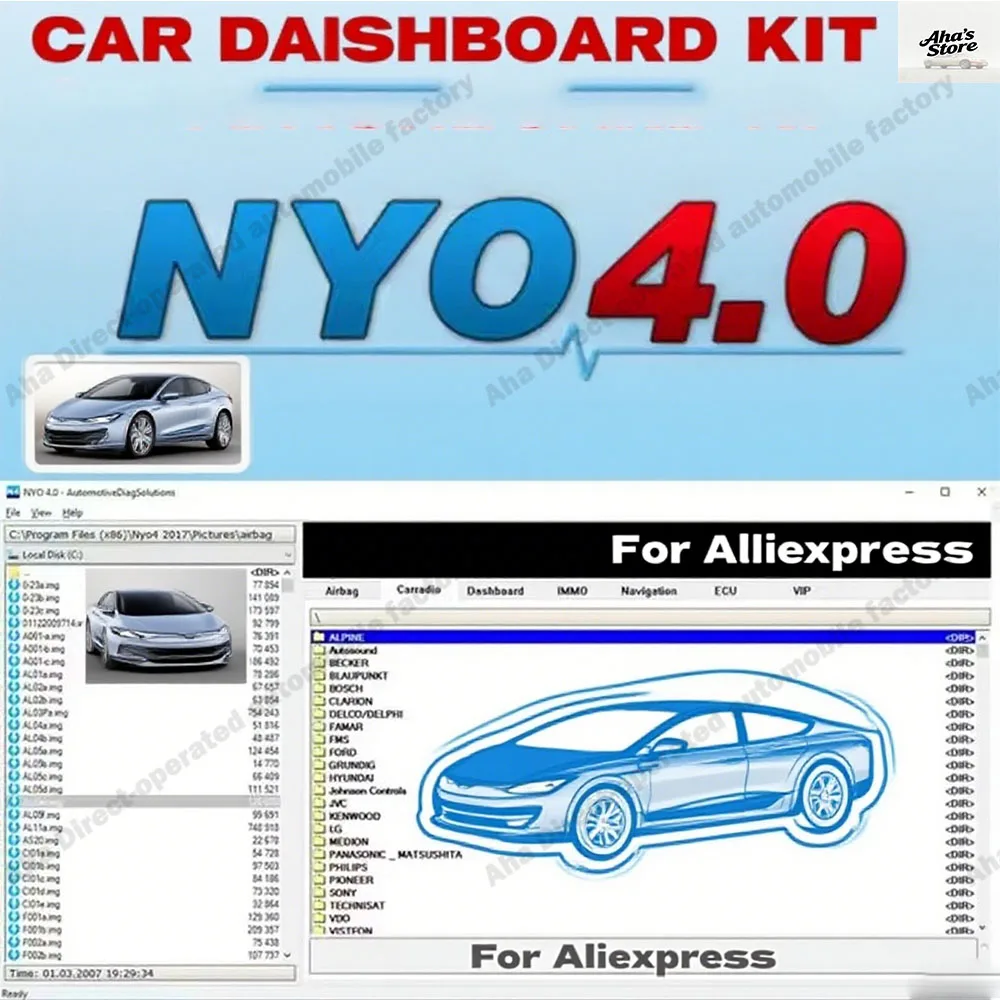 

NYO 4.0 obd2 scanner Full Database Airbag+Carradio+Dashboard+IMMO+Navigation AutoData Repair Software with Car accessories Radio