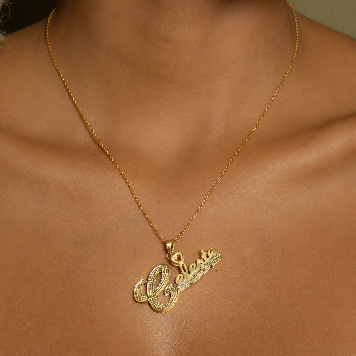 Custom Golden Swift Double Plated Name Necklace 18K Gold Plated Personalized Nameplate Pendant Women's Jewelry Birthday Gift