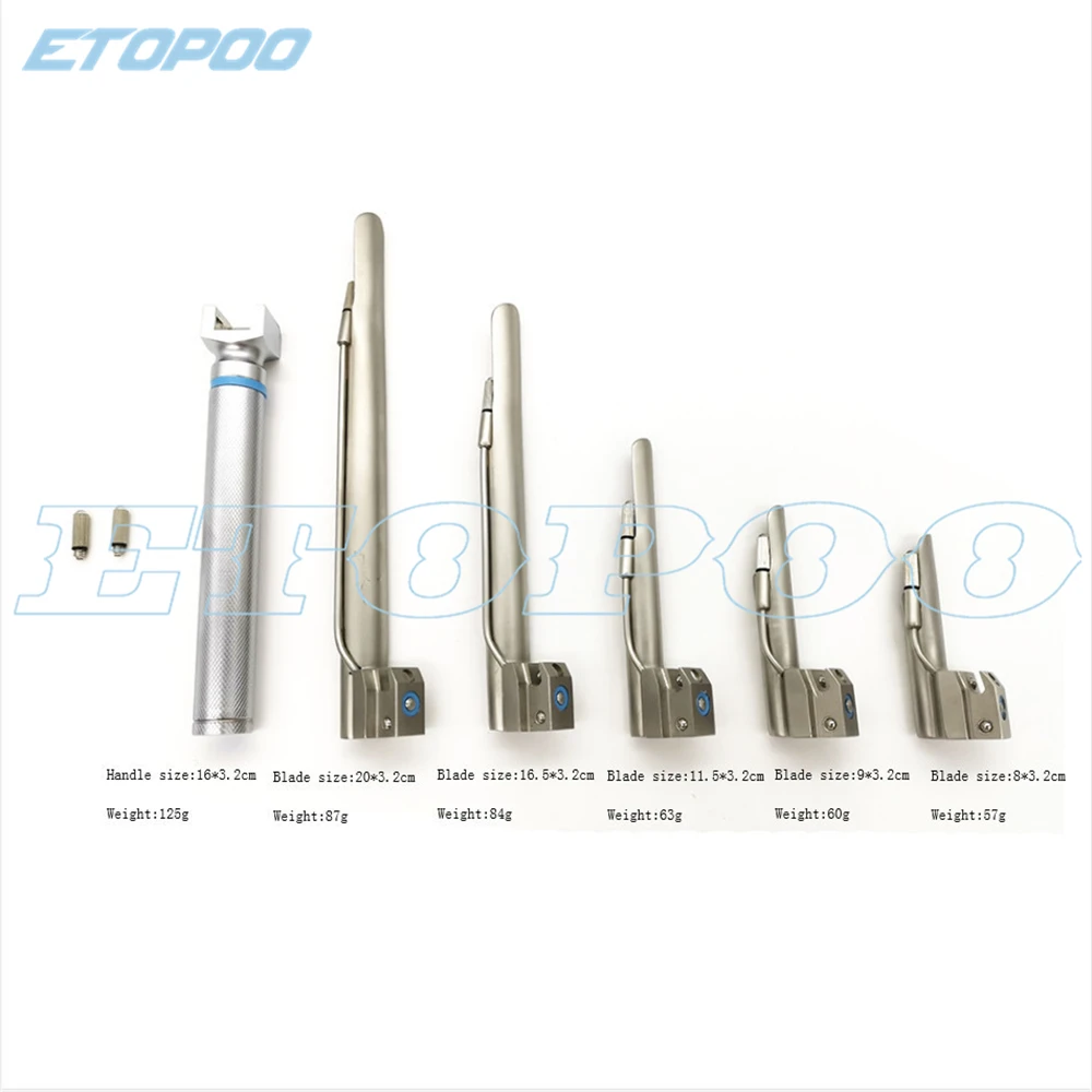 eterinary Animal anesthesia laryngoscope LED throat trachea Intubation optical fiber 5blade Anesthesia animal laryngoscope