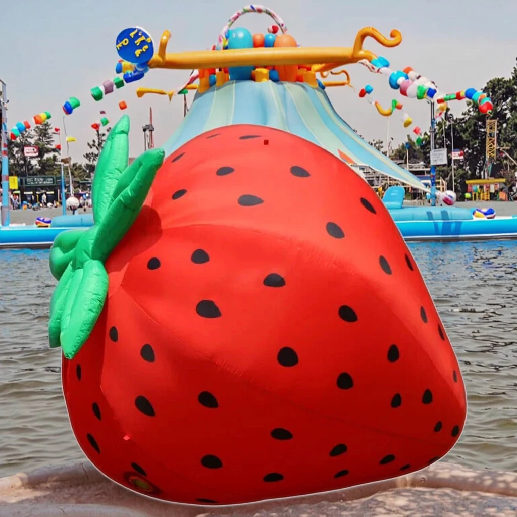 Événement gonflable personnalisé de modèle de fraise d'oxford de 2.5M/8ft de longueur/ballons de fruits géants pour la fête de décoration de cour