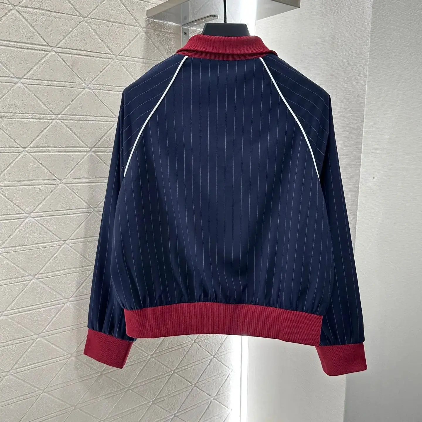 

2025 Contrast Color Baseball Jacket Trousers Suit Worsted Wool Rayon Material Zipper Mid-Length Baseball Jacket