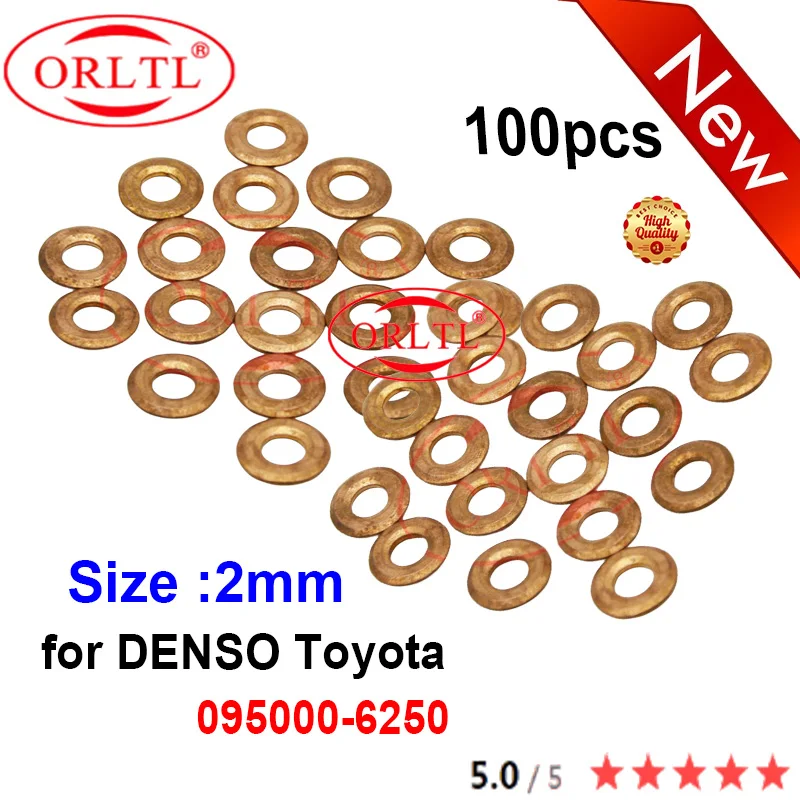 100PCS 2mm Diesel Injector Nozzle copper washer For DENSO TOYOTA HILUX PRADO 3.0L D4D 095000-8290 095000-6250