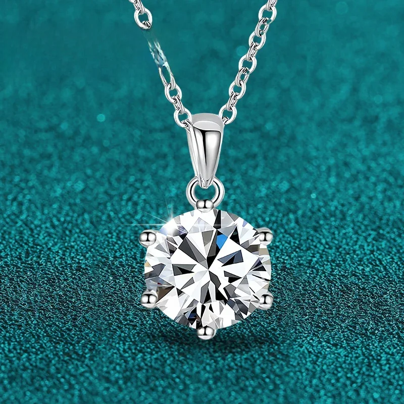 NeeTim Naszyjnik z moissanitem 1ct 2ct 4ct dla kobiet, srebro próby 925, diament laboratoryjny z pozłacaną zawieszką, biżuteria na wesele i imprezy — zdjęcie 2