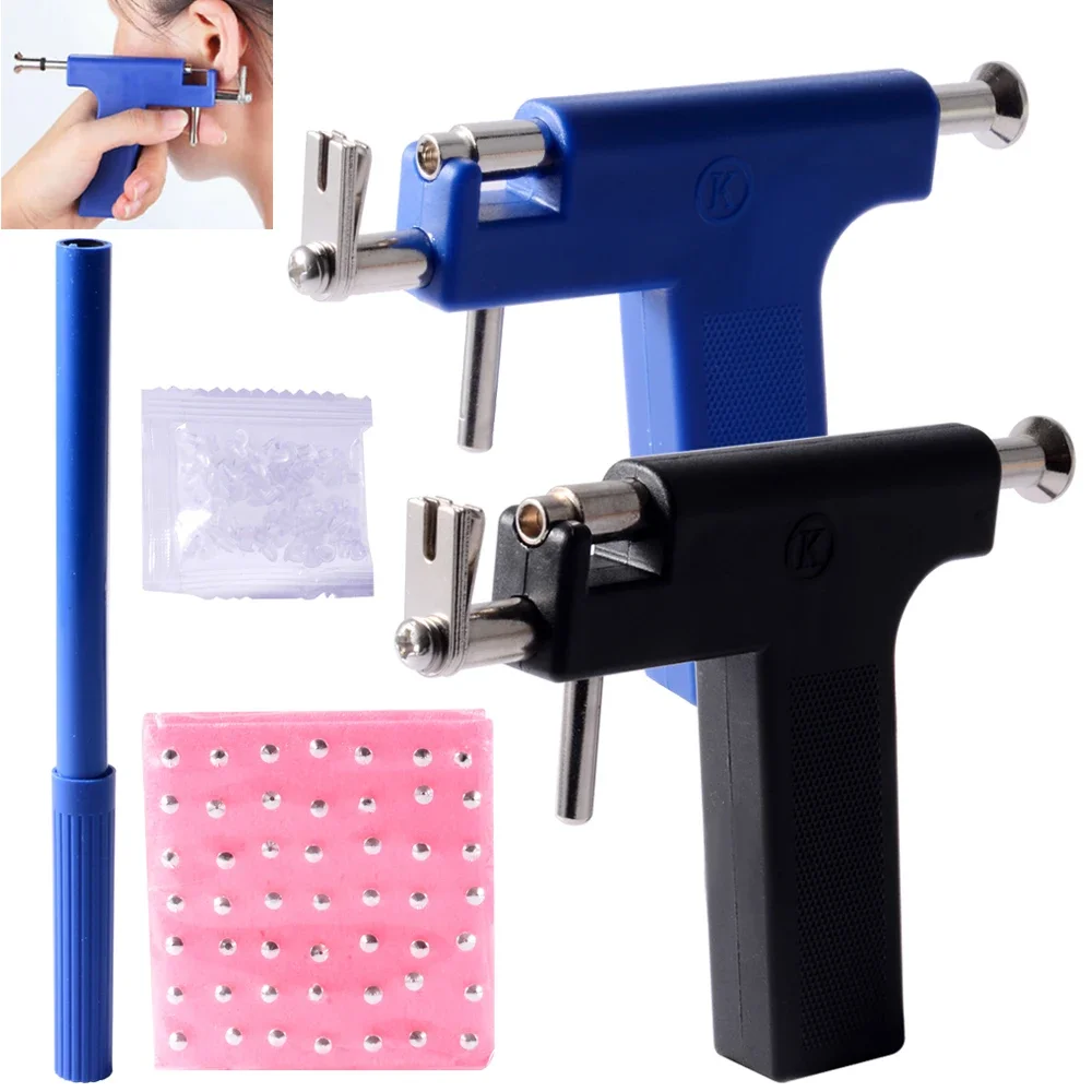 Orelha profissional Piercing Gun Tool Set, 98pcs, aço Studs, orelha, nariz, umbigo, Body Piercing