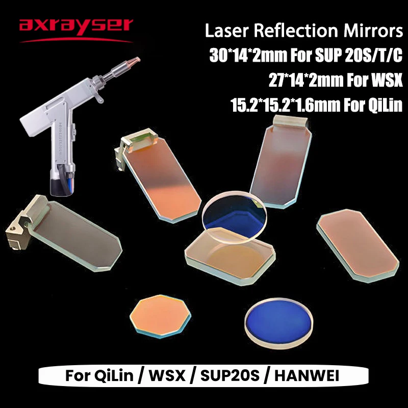 Espelhos de Reflexão Laser de Fibra Axrayser com Suporte para Sup Wsx Qilin Hanwei Metralhadora Manual de Solda a Laser