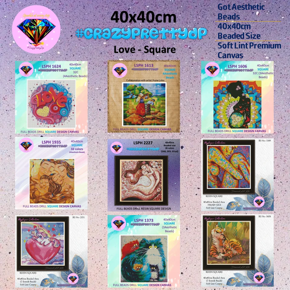 crazyprettydp diamond painting BEST DP 40x40cm SQUARE Resin Popular Rhinestone Decor Diy crazy pretty