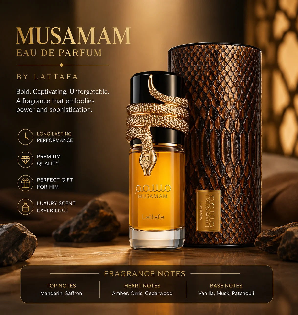 Lattafa Perfumes Musamam for Unisex Eau de Parfum Spray, 3.4 Ounce