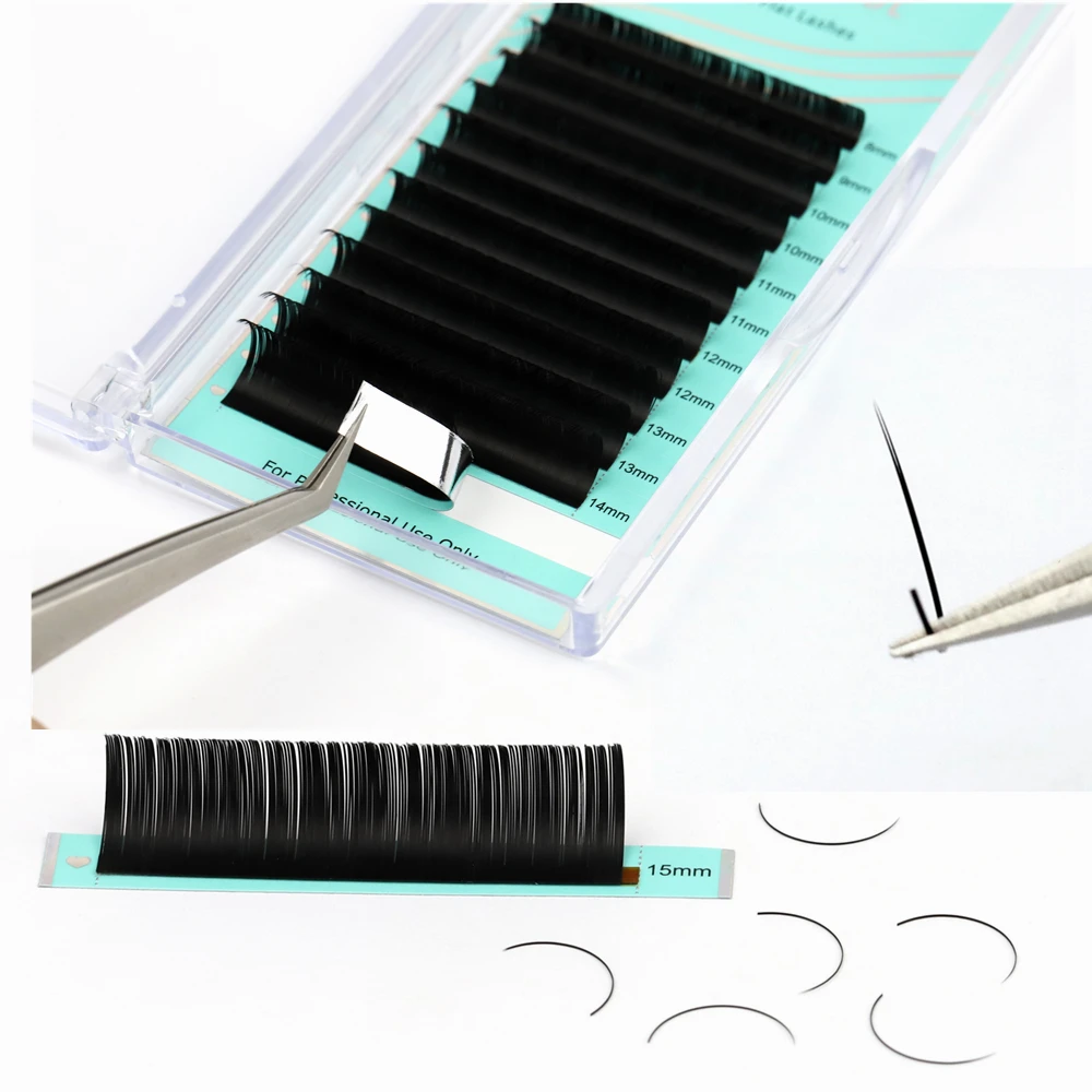 RUJADE Natural Ultra Air Soft Flat Ellipse Lashes Matte Black Faux Flat Individual Split-tips Eyelash Lash Extension Makeup