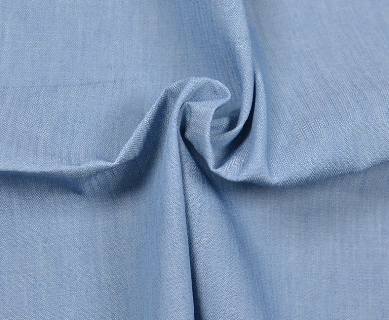 4.2 oz Light Blue Raw Denim Fabric Herringbone Chambray Denim Jean Shirt Material Thin Denim Cloth For UpholsteryW160419