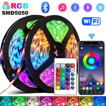 RGB 5050 LED ストリップライト 5V USB 24 キー Bluetooth Wifi 制御柔軟なリボン色変更 Led ランプテープ部屋の装飾用