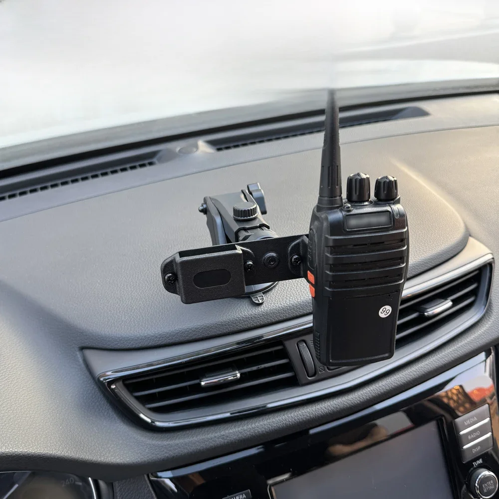Podwójny uchwyt samochodowy Walkie Talkie Uchwyt samochodowy do montażu na desce rozdzielczej do Walkie Talkie Uchwyt przyssawkowy do stojaka do montażu radia dwukierunkowego — zdjęcie produktu 7