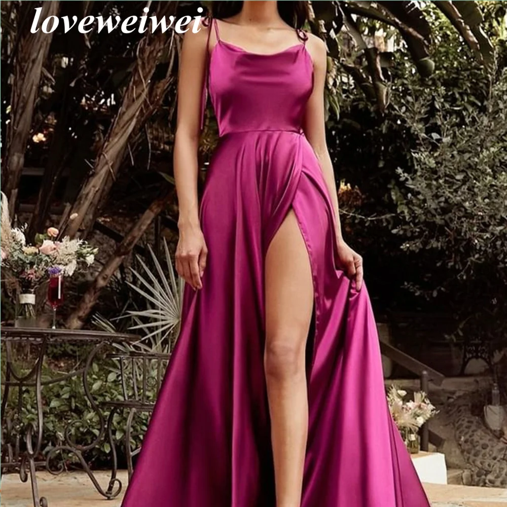 

Spaghetti Strap Evening Dresses V Neck Elegant Dress For Women Sexy Wedding Party Dress High Spliit Prom Dress Robes De Soirée