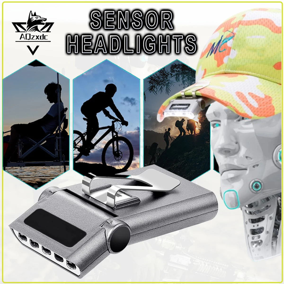 

Sensor Headlights Portable Night Fishing Hat Brim Lamp USB Rechargeable Floodlight Waterproof Flashlight for Fishing Night Run