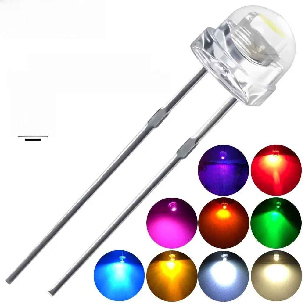 100/500szt 5mm Słomkowy Kapelusz Biały Zielony Niebieski Żółty Smd Smt Led Woda Jasna Jasna Szerokokątna Dioda Emitująca Żarówkę DIY Lights bead — zdjęcie 2
