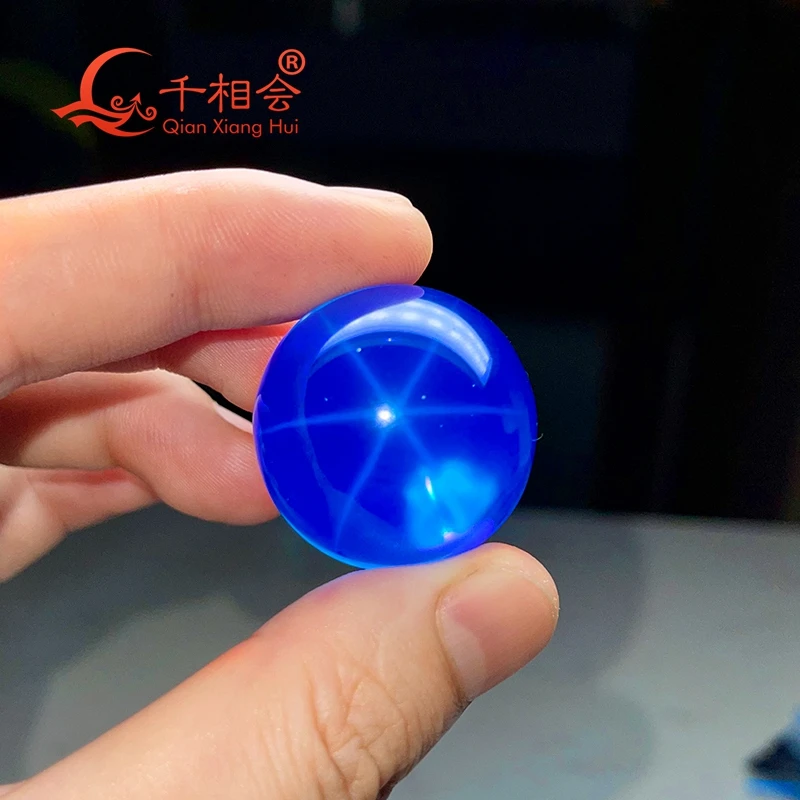 

30mm big size Transparent artificial star sapphire blue color sphere shape ball shape corundum without hole loose stone