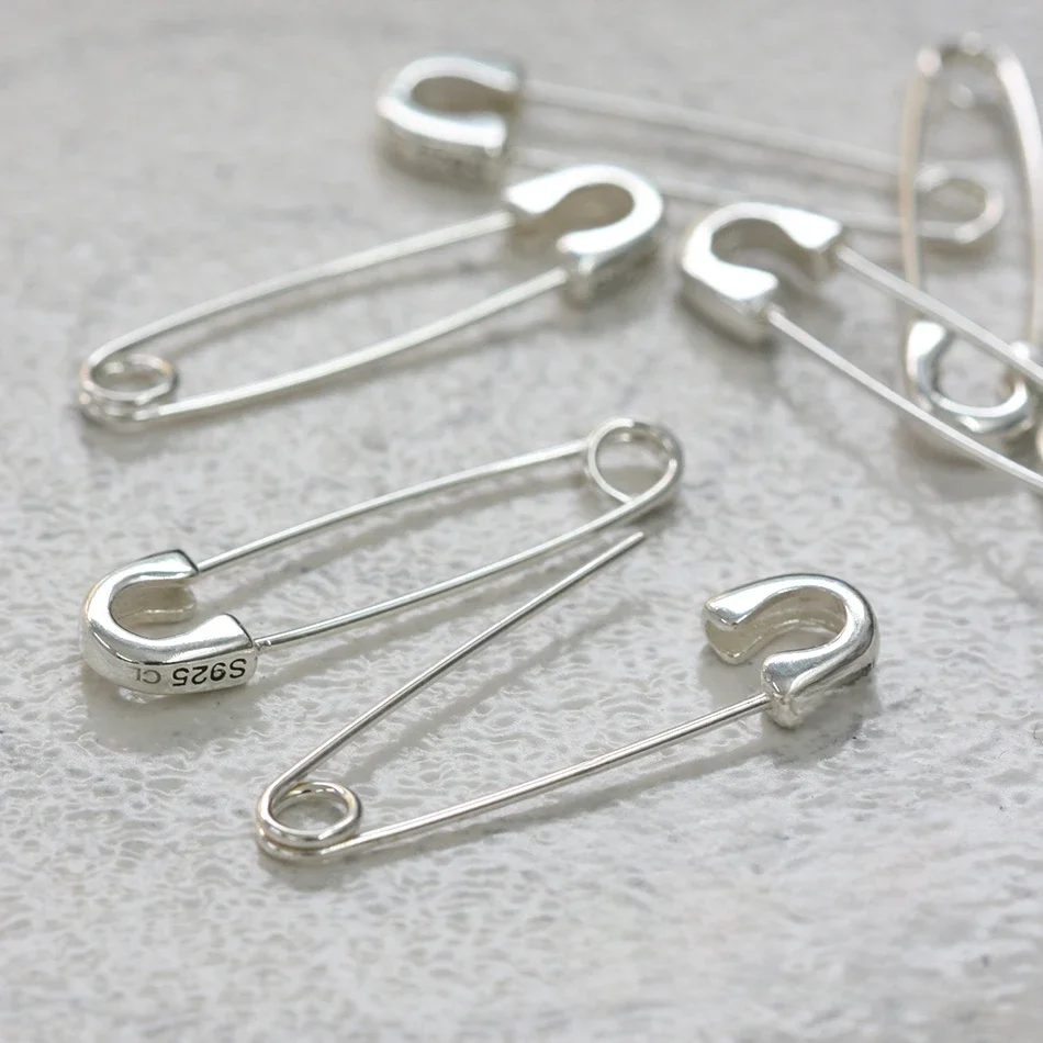 Materiały DIY - Jednoczęściowe elementy ze srebra próby 925 - Zapięcie typu agrafka - Element do kolczyków - 29mmx7.5mm (4109C) — zdjęcie 2