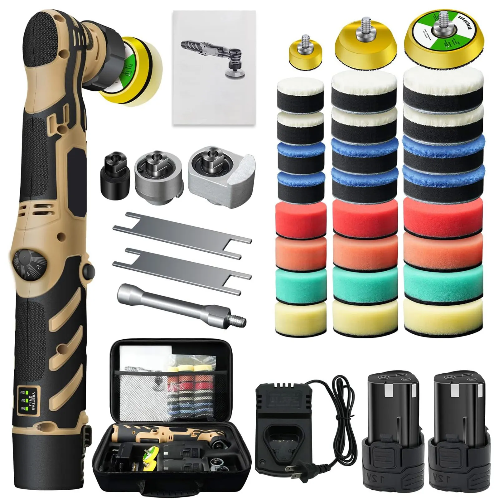 Schnurloser Mini-Auto-Polierer, Detaillierung, kabellose Kratzer, Killer-Auto-Poliermaschine, 1/1,5/3 Zoll Pads-Set für automatisches Wachsen