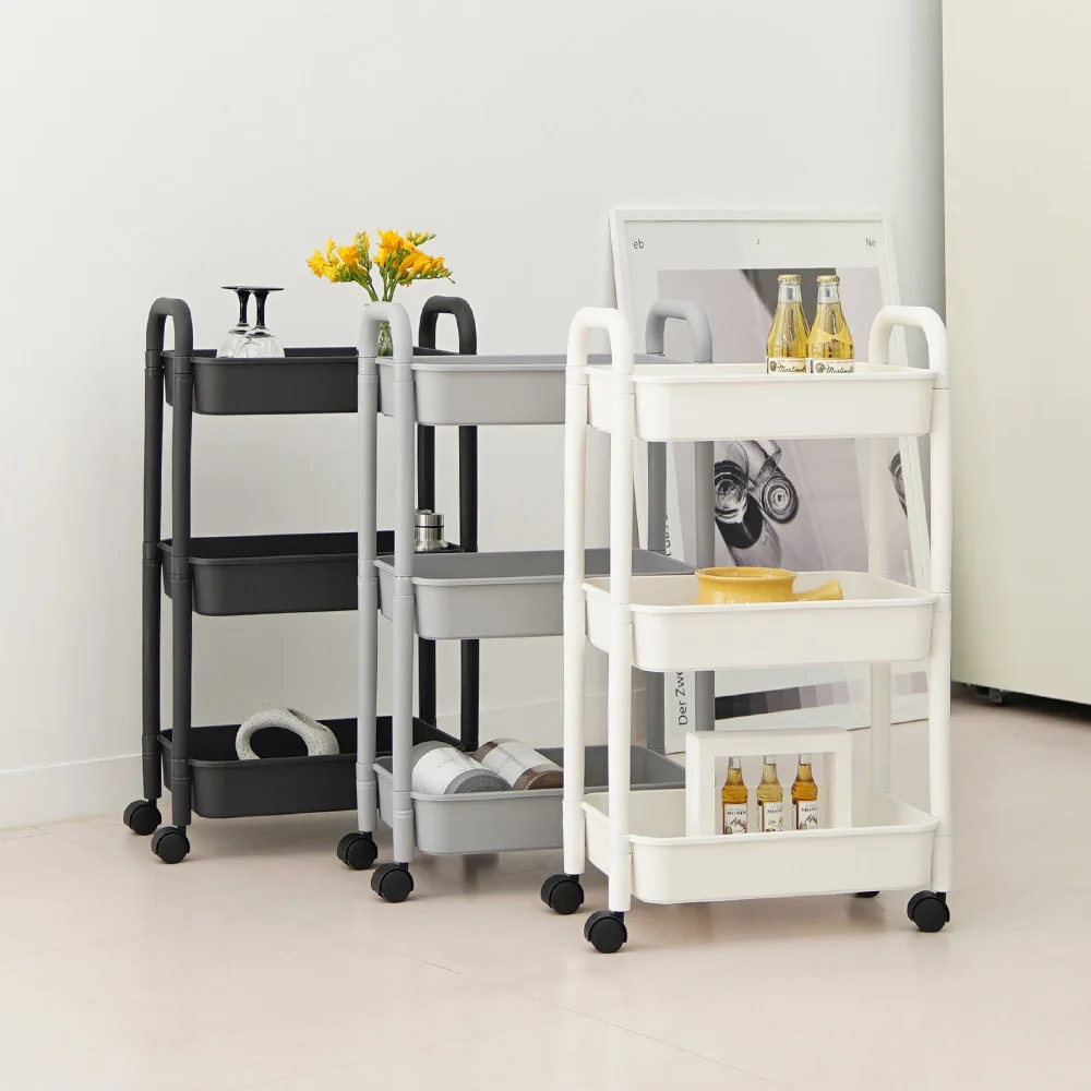 가쯔 핸들 이동식 트롤리 카트 선반 수납장 3단 외 모음전[Katsu handle mobile trolley cart shelf storage three-stage outer collection]