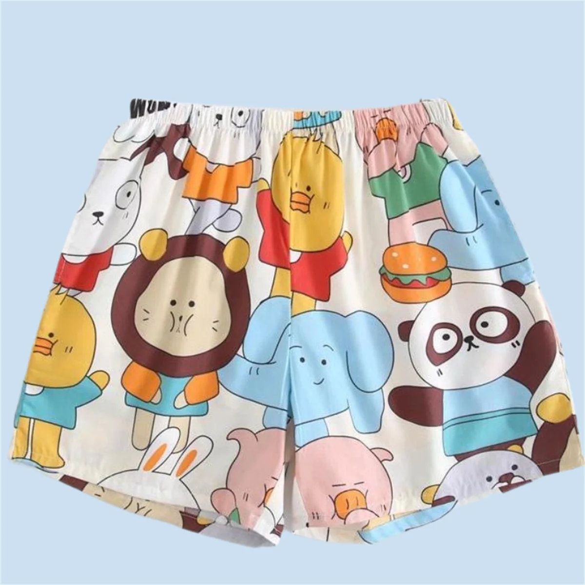 Sleeping Pants Men Cartoon Cute Shark Animal Pattern Loose Lightweight Breathable Elasticated Waistband Pajama Shorts Women