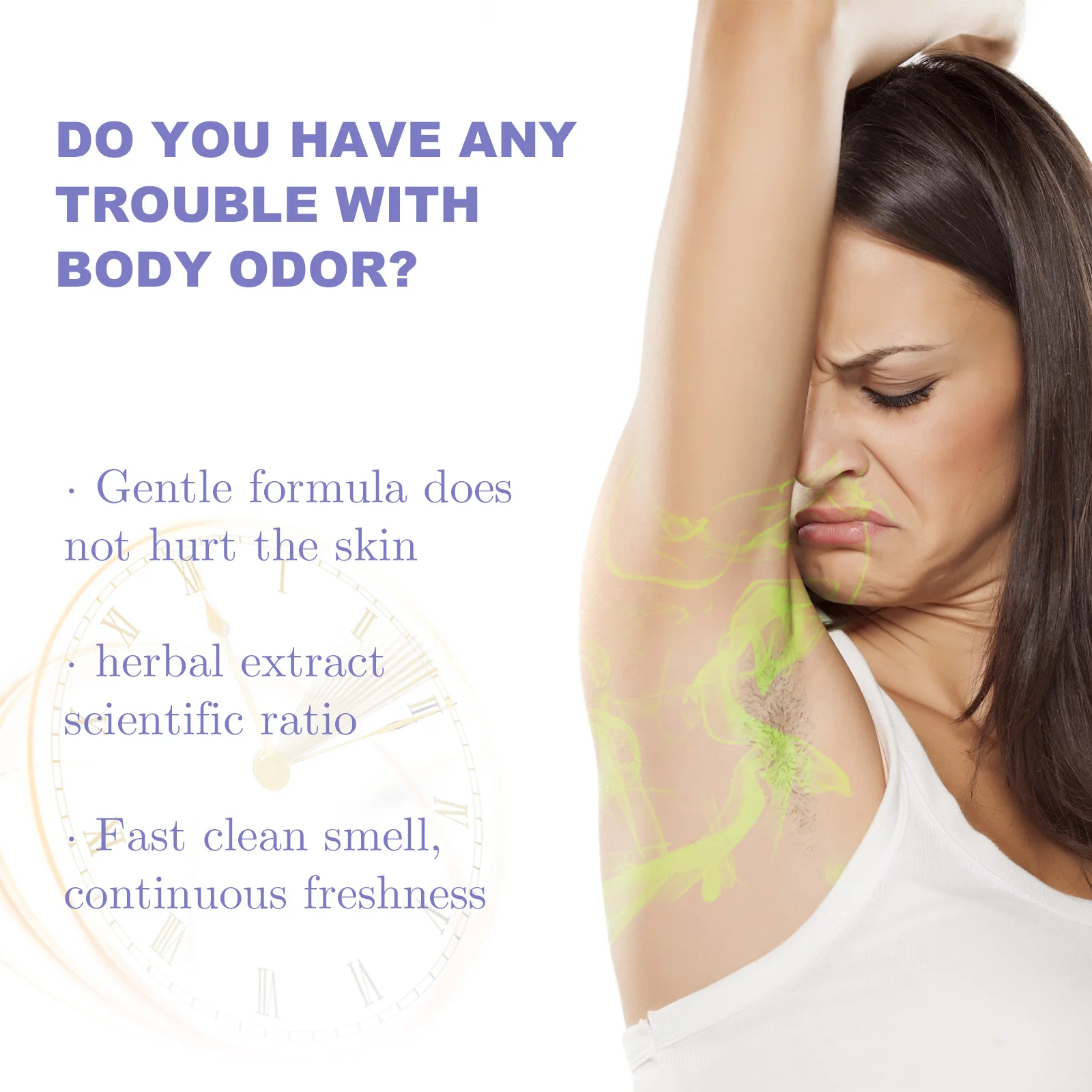 مزيل عرق الجسم من Oceaura يزيل رائحة العرق، عطر منعش غير مزعج للبشرة، مزيل عرق الجسم ذو تأثير دائم محمول