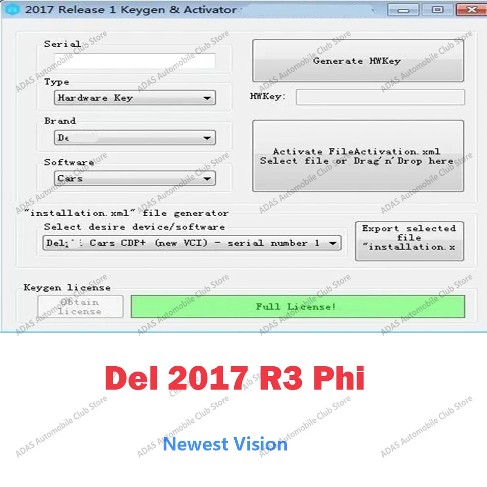 

Newest 2025 Del 2017 R3 phi with keygen Del 150E phi diagnostic tool Car repair software For cars and trucks obd scanner 2017 r3