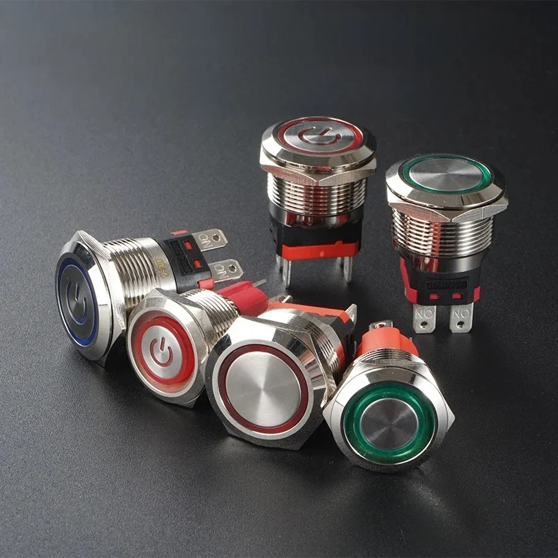 10A 15A 20A étanche haute courant bouton en métal interrupteur 16MM19MM22MM automobile LED autobloquant réinitialiser interrupteur 5V6V12V24V220V rouge