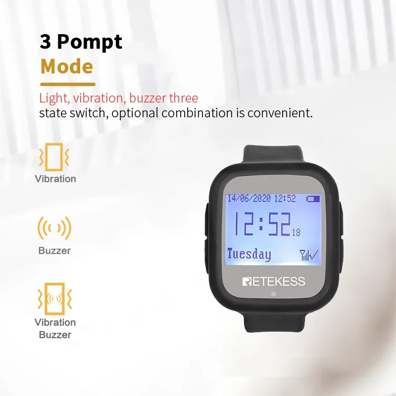 Waterproof Dustproof Watch Receiver Long Distance For Wireless Calling System Waiter Restaurant Equipment Cafe Office Customer