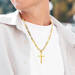 Nuova collana a catena Figaro per uomo donna ciondolo croce in acciaio inossidabile 316L collane NK impermeabili gioielli moda oro/argento