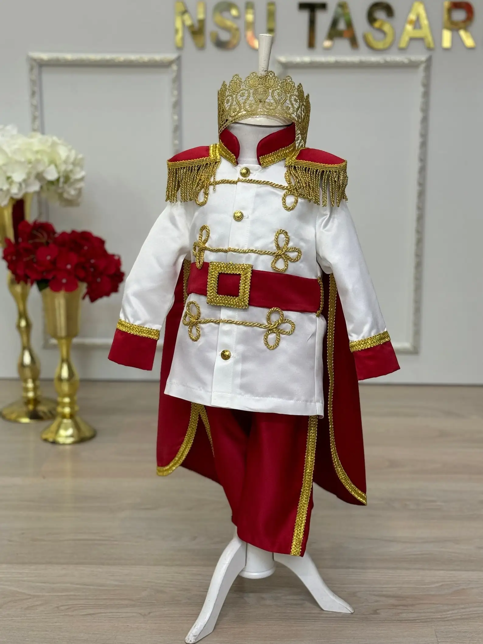 Prince Costume, Prince Charming Costume,Prince Suit, Red Prince Party Suit, King Theme Baby Clothes