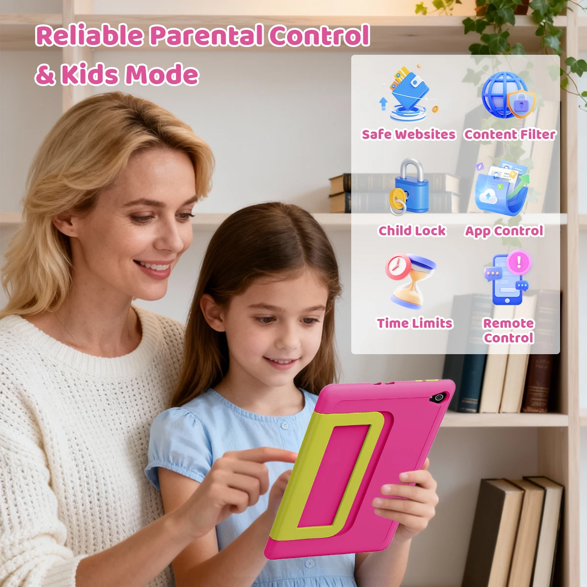 Kids Tablet 10.1 Inch Android 16 Tablet PC 20(3+17)GB RAM 64GB ROM A333 Five‑Core HD LCD Display 5000mAh Children Learning Tablet Only Tablet No Accessories Pink Green