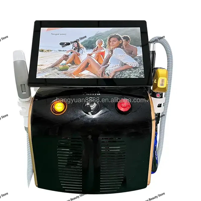 

808+IPL+ND YAG Multi-functional Titanium 808nm qswitch nd yag diode laser 3 waves permanent hair removal machine 808 Machine