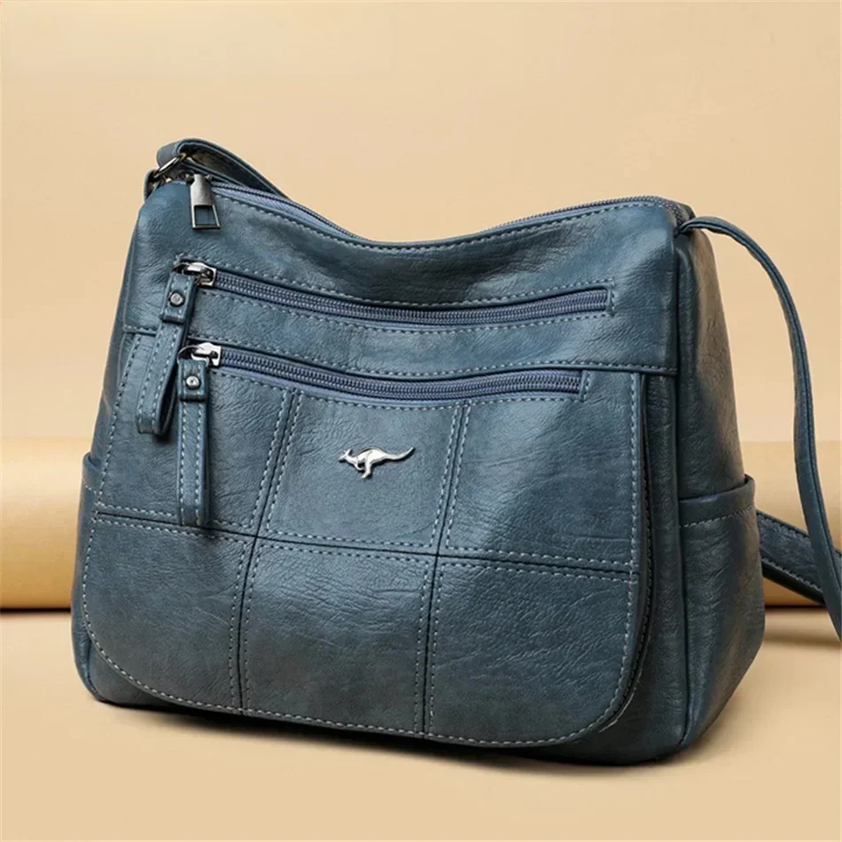 Wiele kieszeni Torby na ramię Crossbody dla kobiet Marka Skórzane damskie torebki Designr Zimowy styl Messenger Torby Sac A Main — zdjęcie 2