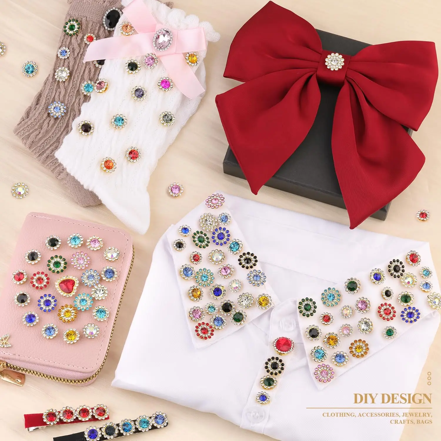 Picture 7: 150Pcs Sew on Rhinestones for Hats Flower Shape Bedazzling Flatback Rhinestones Crystal Glass for Clothes Shoes Caps Bags Crafts