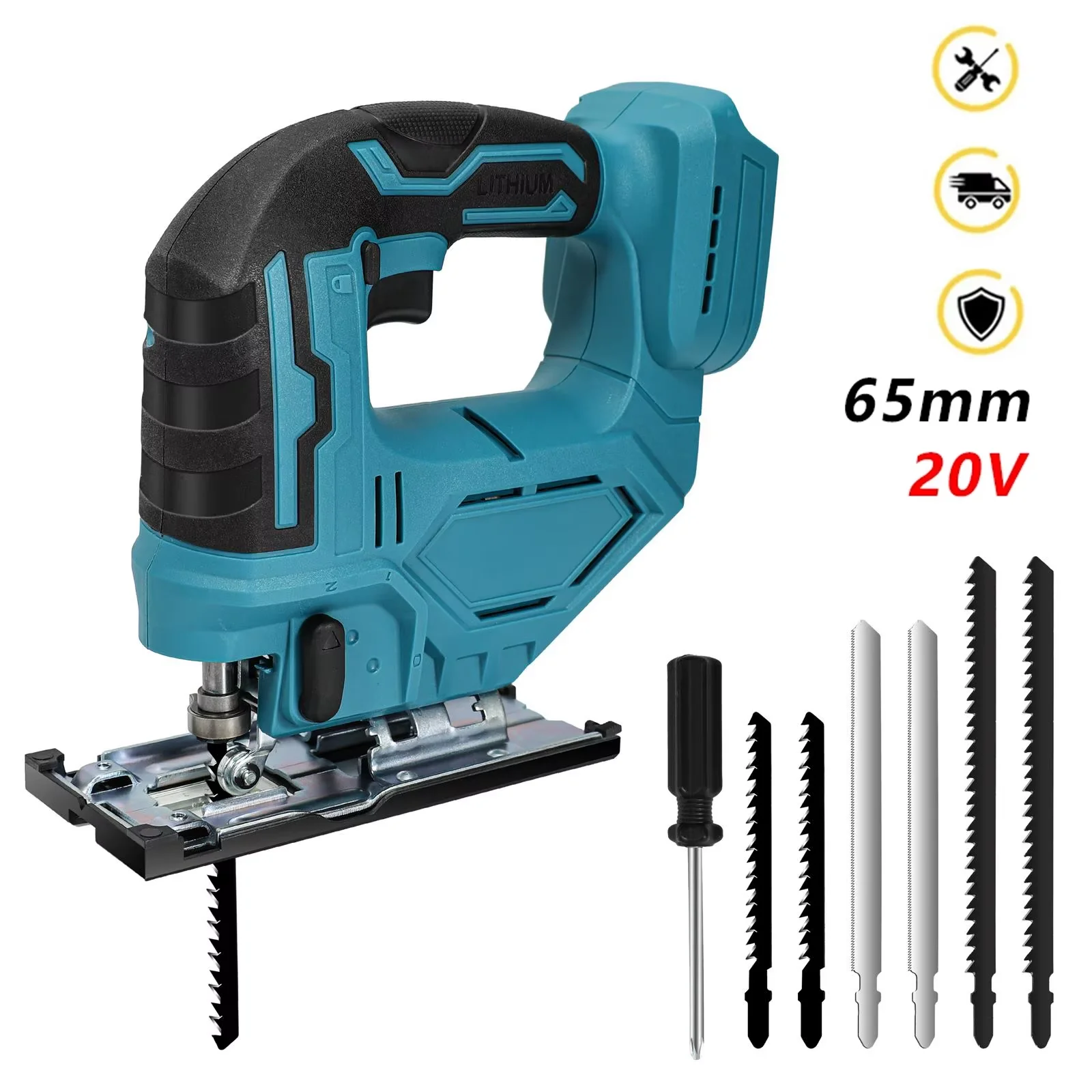 20V 65mm 2700RPM Cordless Jigsaw Electric Jig Saw Portable Multi-Function Woodworking Power Tool for Makita 18V Battery