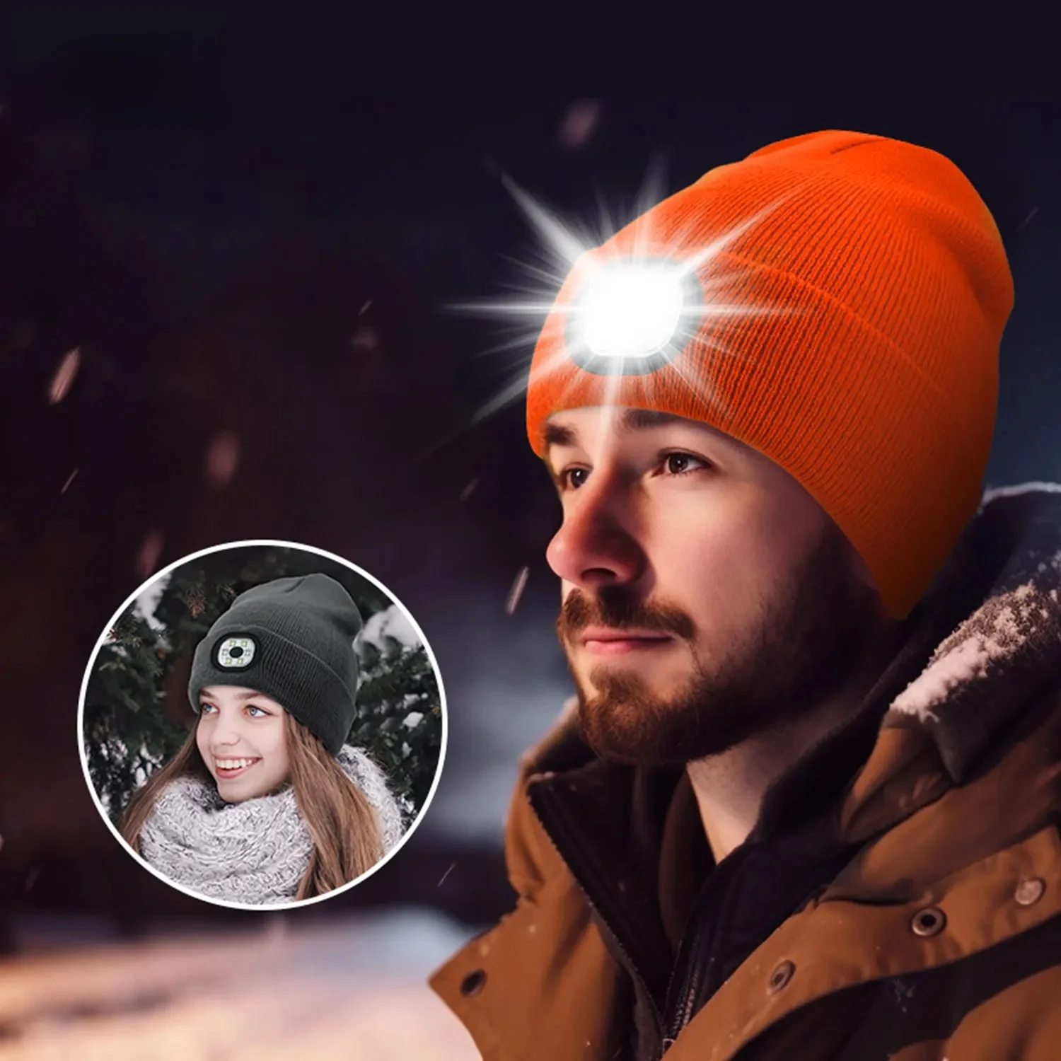 AliExpress NONE USB Luminous Knitted Wool Hat LED Beanie Torch Hat For Autumn and Winter Warmth, Outdoor Running Cycling Christmas Gift Lighti