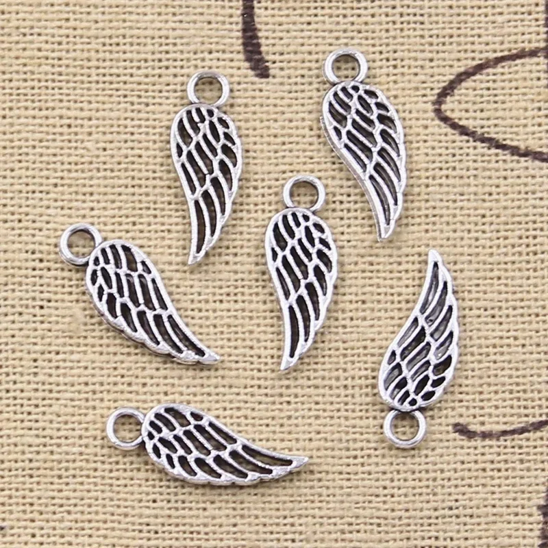 100 sztuk Charms Angel Wings 18x7mm Antique srebrny kolor wisiorki DIY rzemiosło dokonywanie ustalenia Handmade biżuteria tybetańska — zdjęcie 2