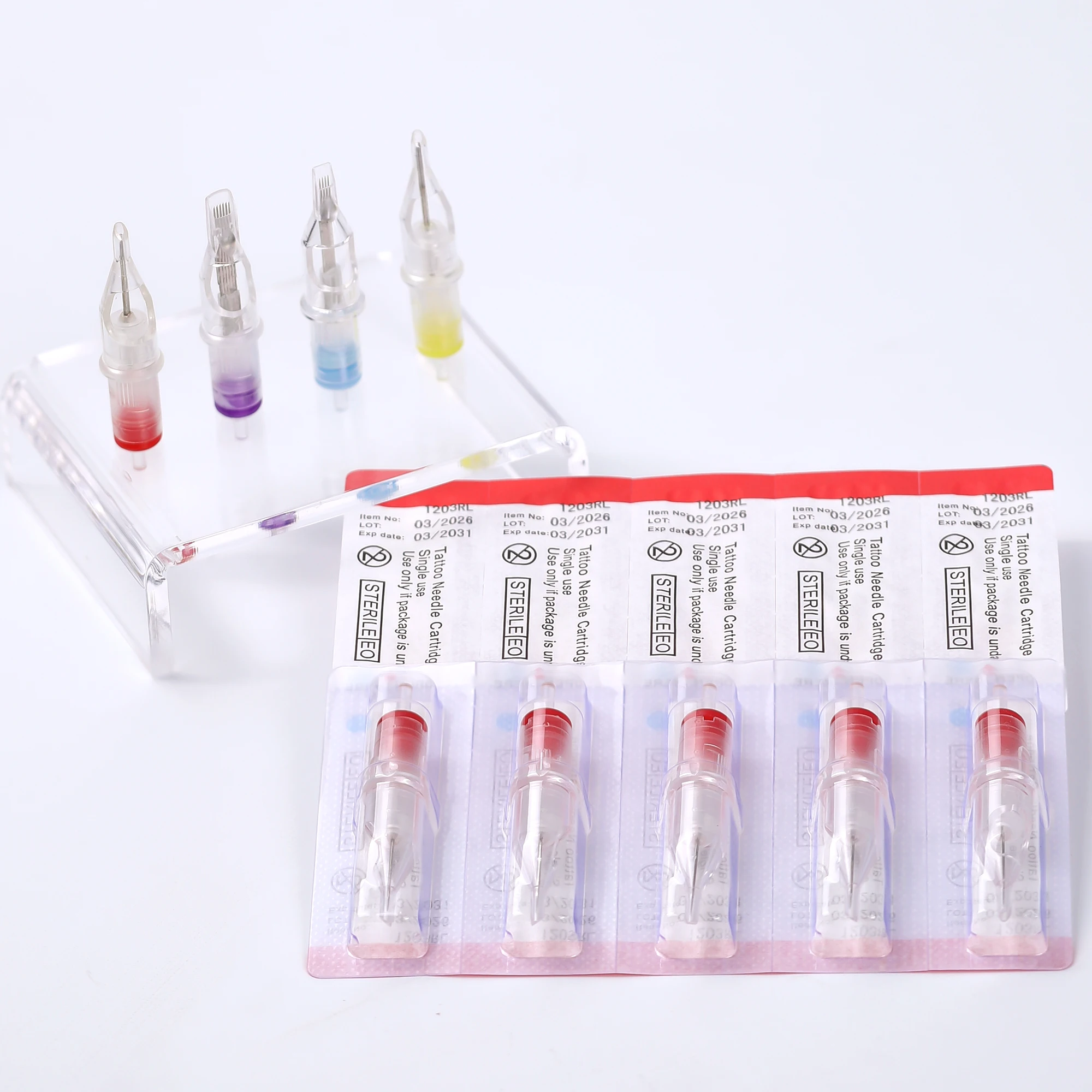 HRK Tattoo Cartridge Needles Round Liner 40pcs Disposable Semi-Permanent Safety Makeup Needles For Tattoo Pen Machine Grips