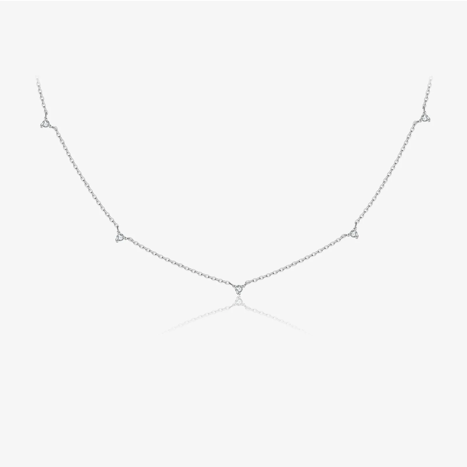 VEWANT 925 Sterling Silver Small Clear Zircon Long Chain Regulowany naszyjnik 2024 Kobiety Drobna luksusowa prosta biżuteria — zdjęcie 2