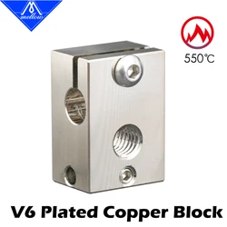 Mellow Top Quality CNC All-metal Dual Extrusion V6 Copper Heater Block For PT100 J-head 3d Printer v6 Hotend