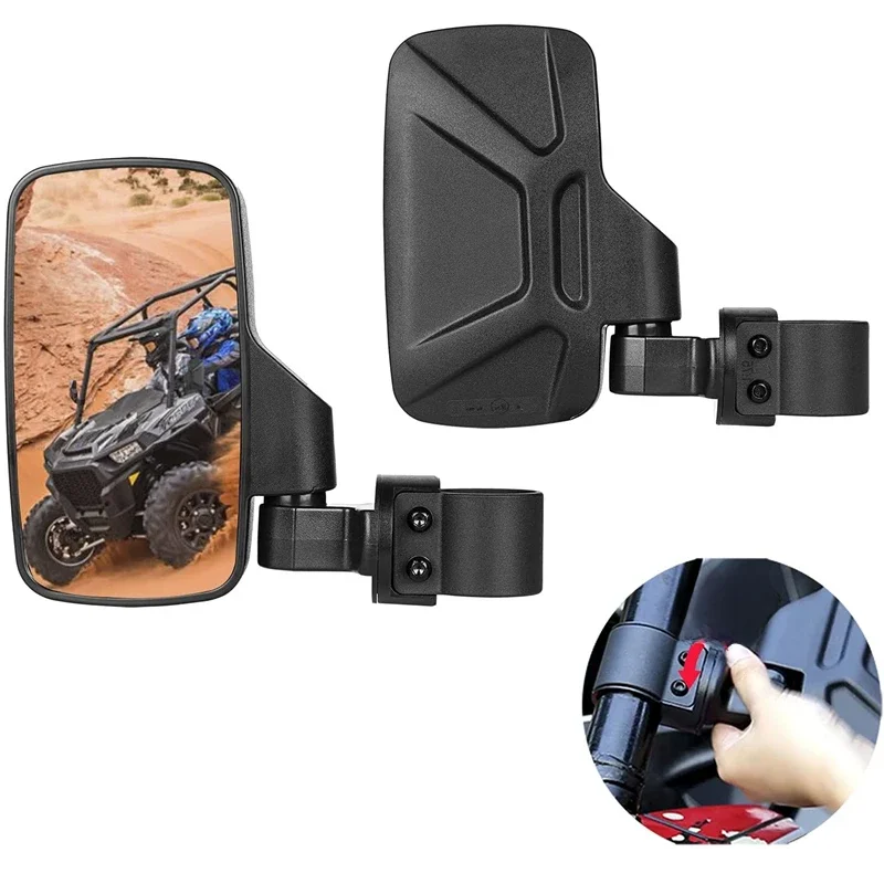 2 SZTUK UTV Lusterko wsteczne Lusterko boczne Akcesoria z zaciskiem rolkowym 1,75" 2" do Polaris RZR Ranger 800 900 1000 Yamaha Can Am — 2