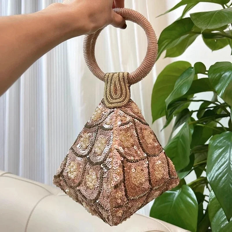 DOYUTIG marka damska indyjska ręcznie wyszywana koralikami torebka ze słonecznikiem błyszczące Rhinestone Hobos Lady Fashion wieczorowa torba imprezowa N026 — zdjęcie 2