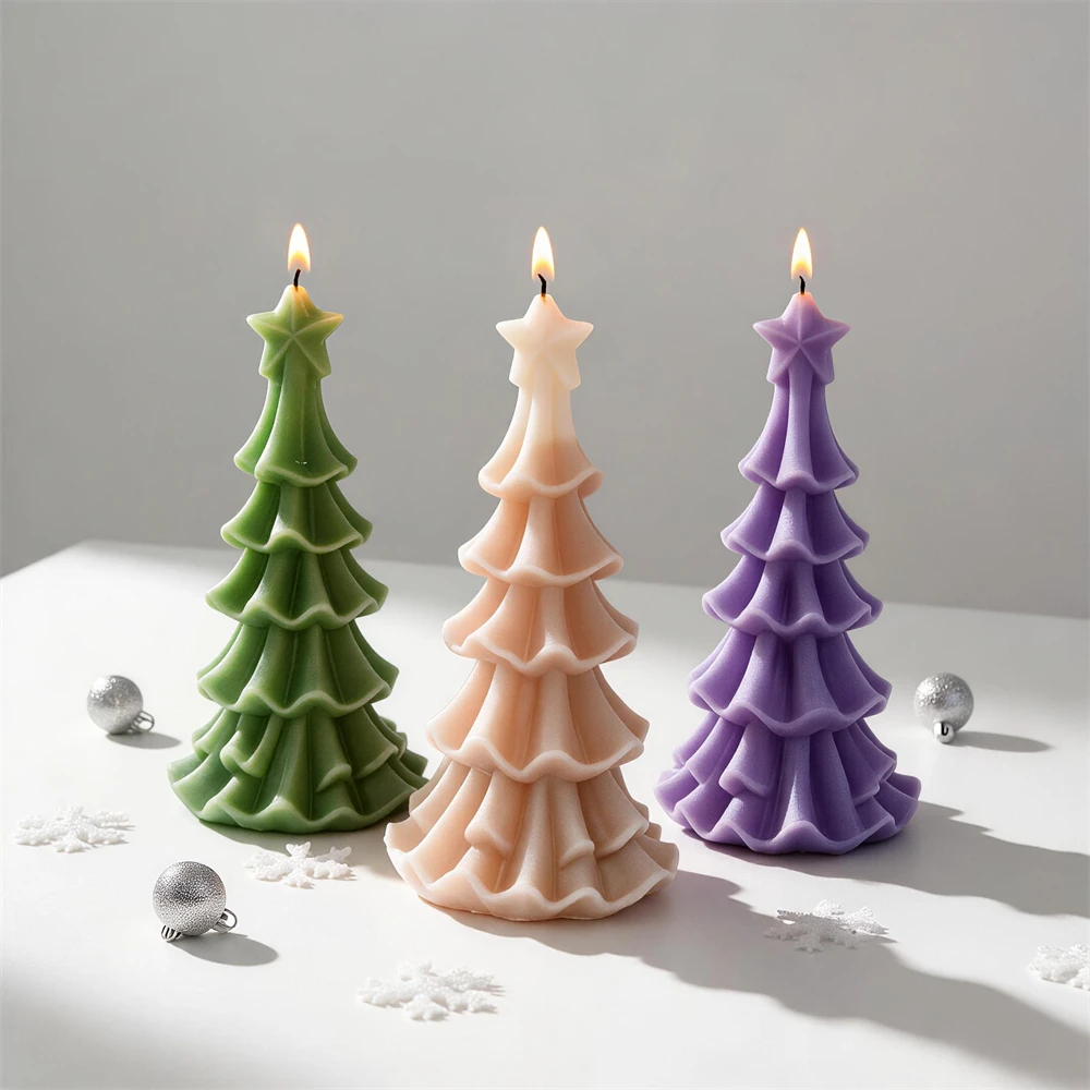 Christmas Tree Silicone Mold Soy Wax Candle Mold Christmas Concrete Resin Casting Mold Christmas Home Decor view 6
