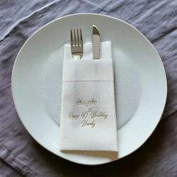 25pcs Personalized Pocket Napkins, Linen Feel, Birthday, Cloth Like Dinner Napkins, Custom Birthday Napkins, Soft, Parties