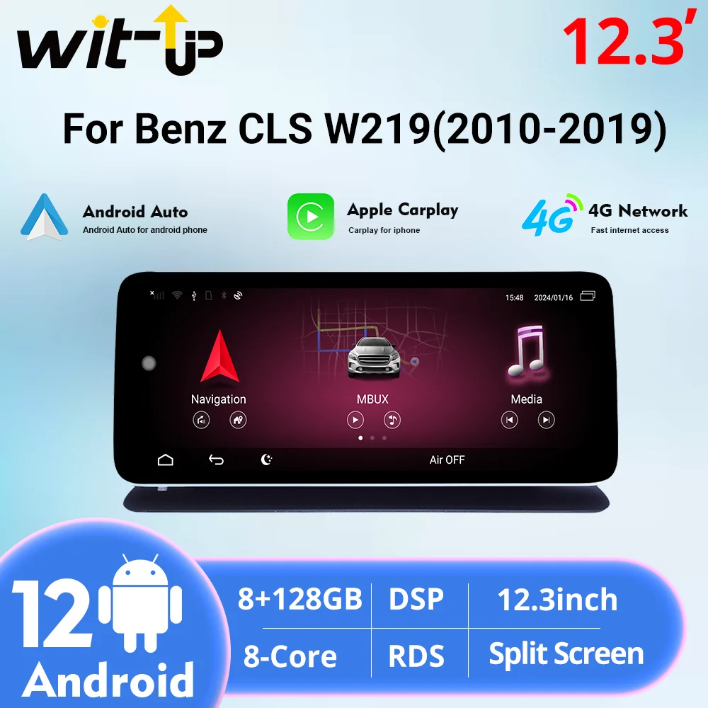 

Wit-Up Car Radio Stereo for Benz CLS W219 12.3” Autoradio Touch Screen Upgrade Navigation Smart Receiver CarPlay Multimedia