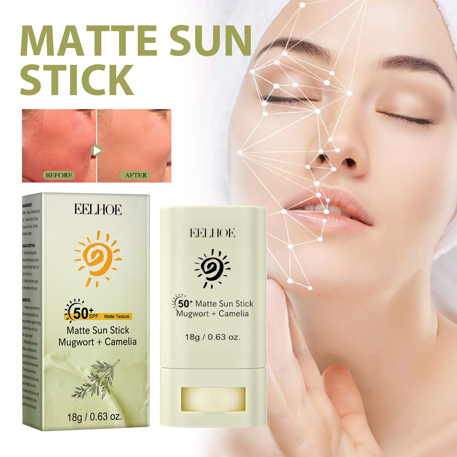 New Arrive Summer Beauty Skin Care Refreshing Matte Texture Sun Block Stick Organic Vegan Sunblock SPF 50 Waterproof Sunscreen