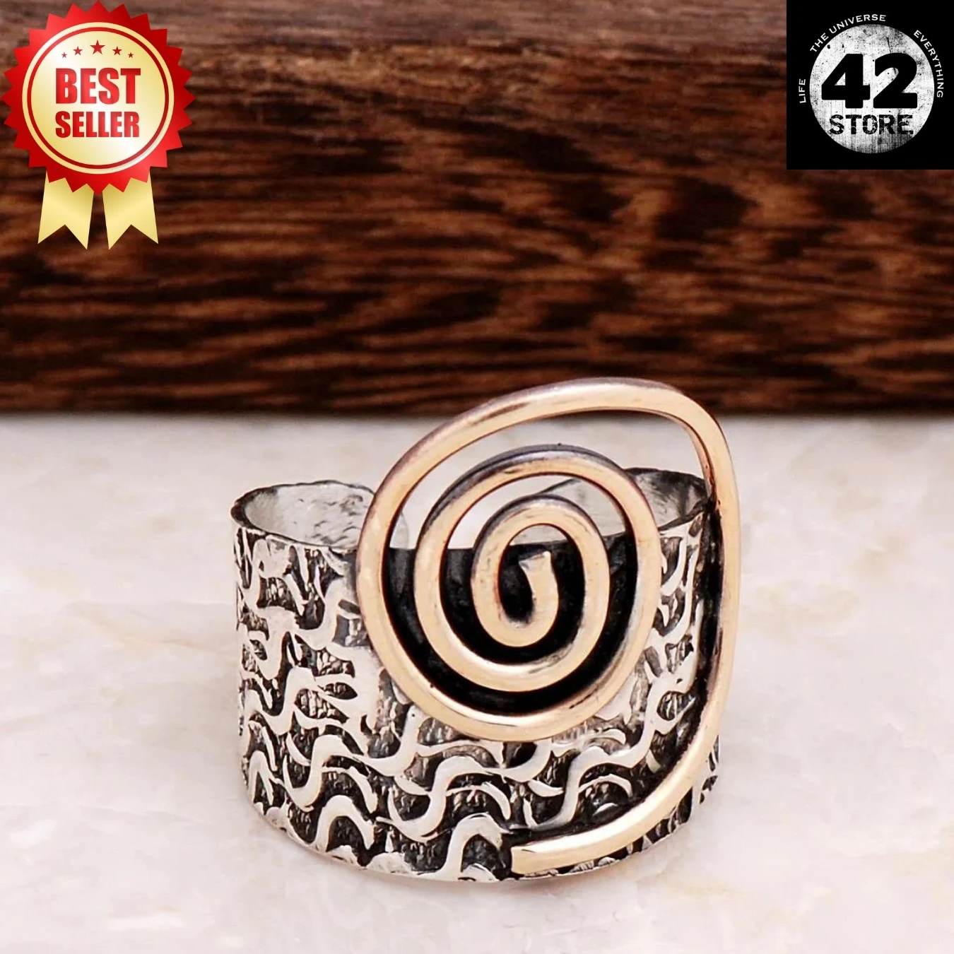 

Hammer forged handcrafted adjustable Unisex silver ring