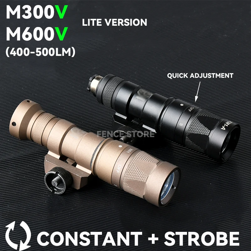 Surefir M300V M600V Tactical Flashlight Adjustable Mode Light Constant Strobe Metal Hunting Outdoor Airsoft accessory Fit 20MM