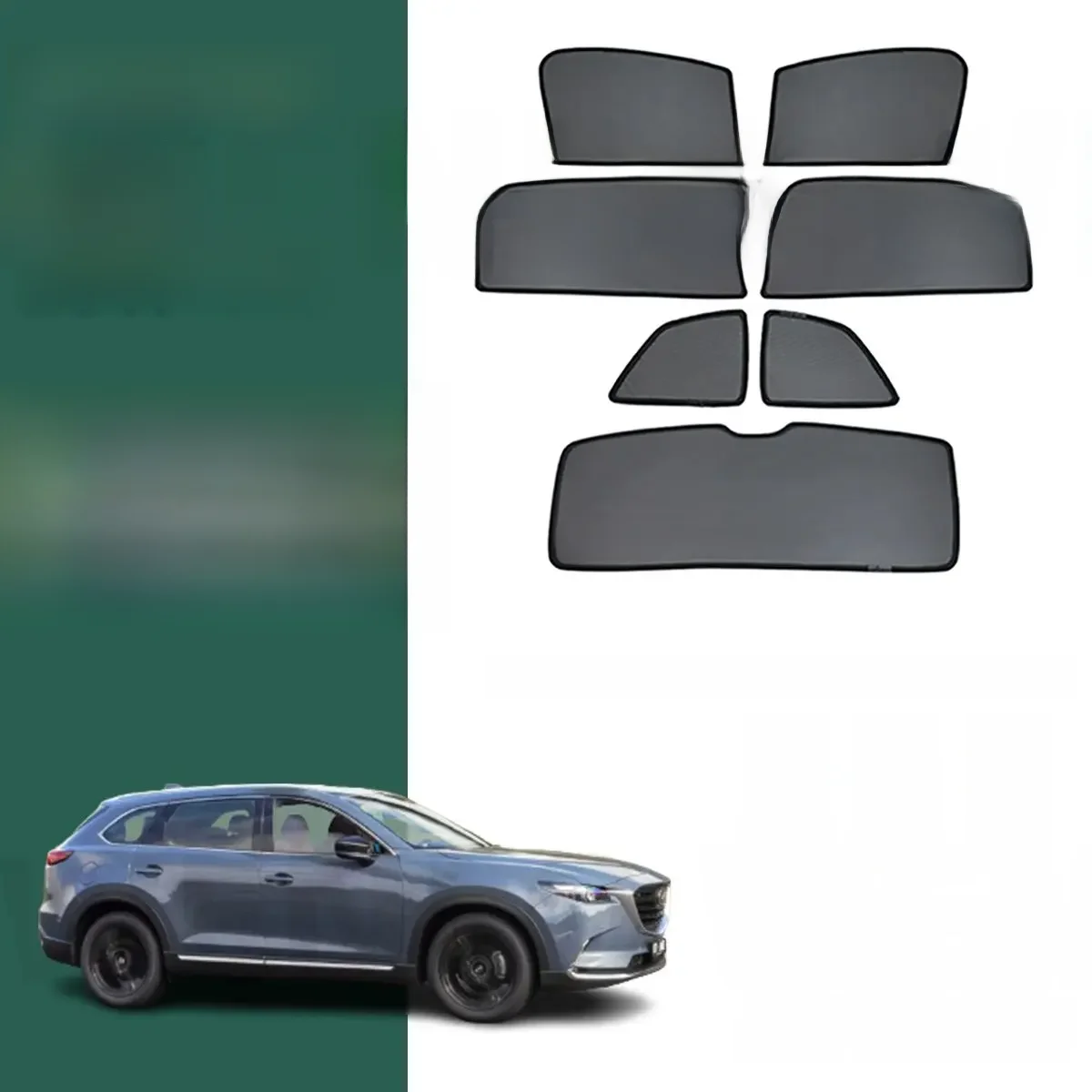Magnetyczne osłony przeciwsłoneczne do samochodu Mazda CX-9 CX9 2017-2023 2024, na przednią szybę, ramę, kurtynę i tylne boczne okna. — 2