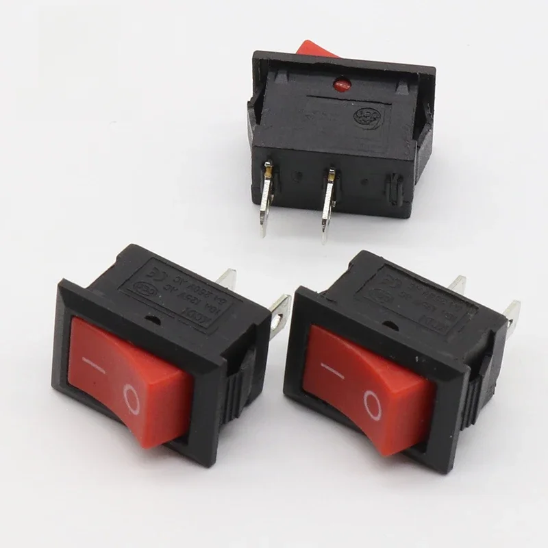 10 sztuk 15*21MM KCD1-101 AC 6A 250V 2 Pin ON/OFF I/O SPST Snap in Mini czerwony przycisk przełącznik kołyskowy łodzi — zdjęcie 2